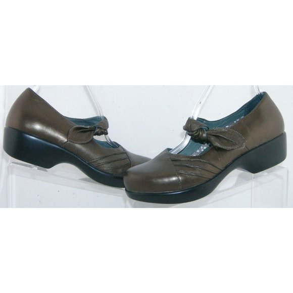Dansko Ainsley bronze leather knot hook and loop mary jane clogs 8.5 EU 39 - Picture 10 of 11